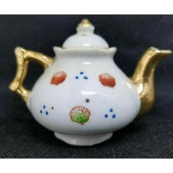 Vintage Occupied Japan Teapot Miniature Porcelain Tea Pot Oriental Design Paint - Picture 11 of 12